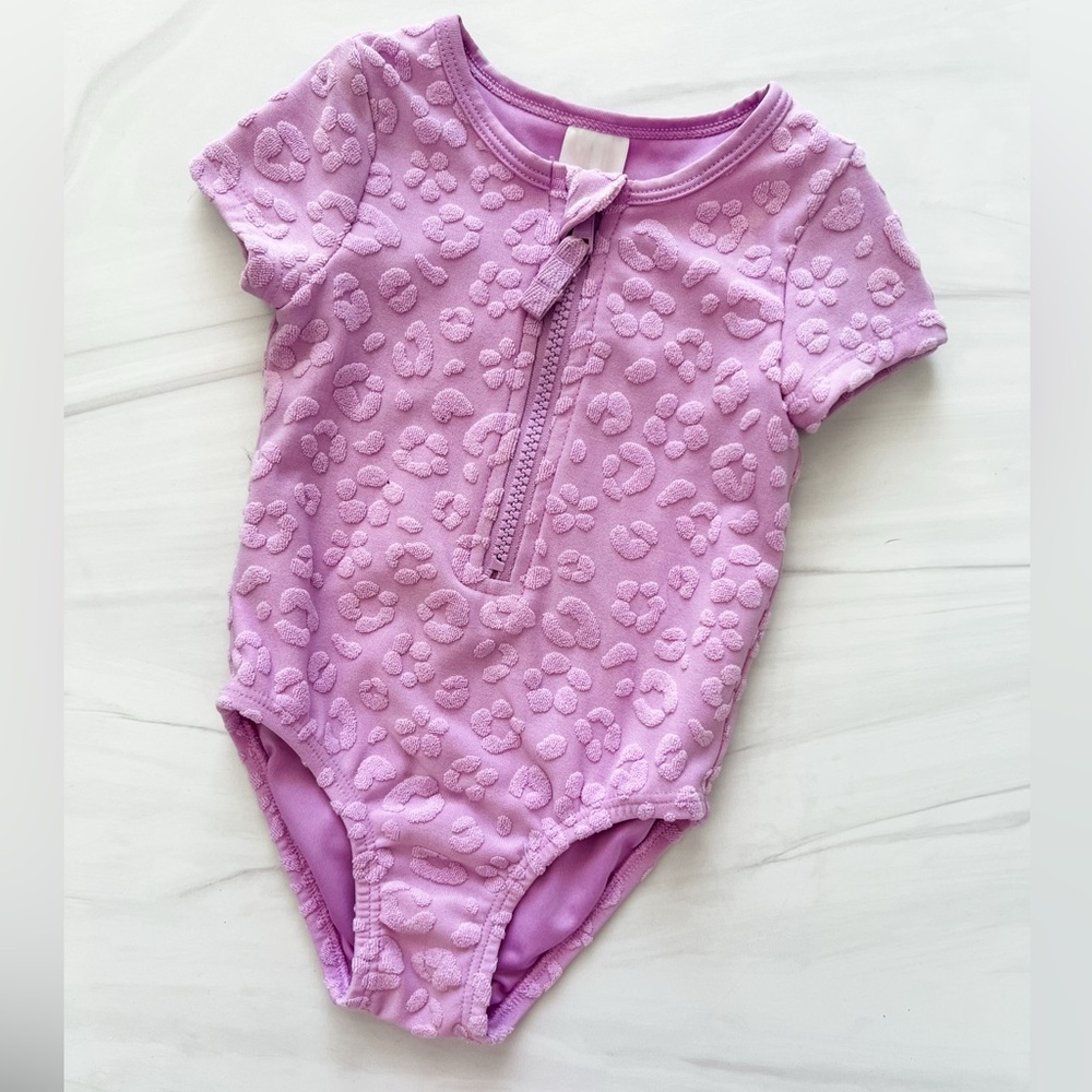 Cat & Jack Purple Leopard Swimsuit One Piece Size 12M